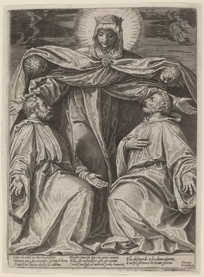Madonna chroniąca dwóch członków bractwa autorstwa Agostino Carracci after Veronese