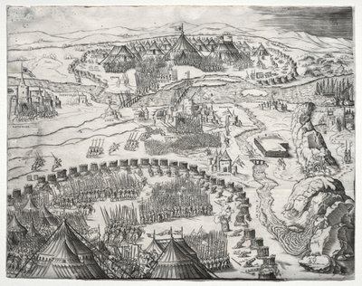 Pozycja i obóz armii Karola V i Solimana II, 1532. autorstwa Agostino Musi