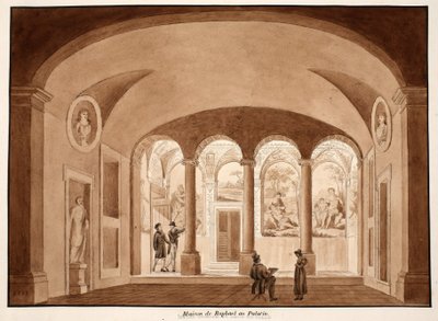 Dom Rafaela na Palatynie, 1833 (akwaforta z brązową lawiną) autorstwa Agostino Tofanelli