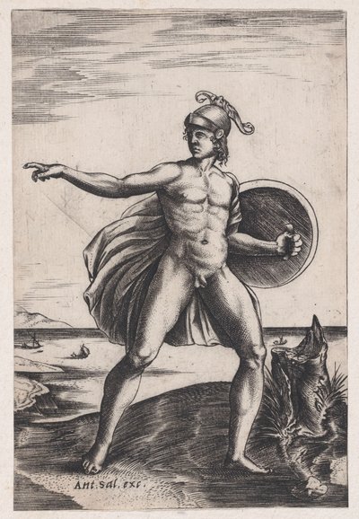 Wojownik, ca. 1514-36. autorstwa Agostino Veneziano