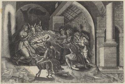 Adoracja pasterzy autorstwa Agostino Veneziano