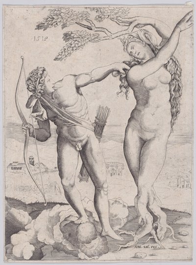 Apollo i Daphne, dat. 1518. autorstwa Agostino Veneziano