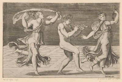 Tańczące satyry i maenady autorstwa Agostino Veneziano