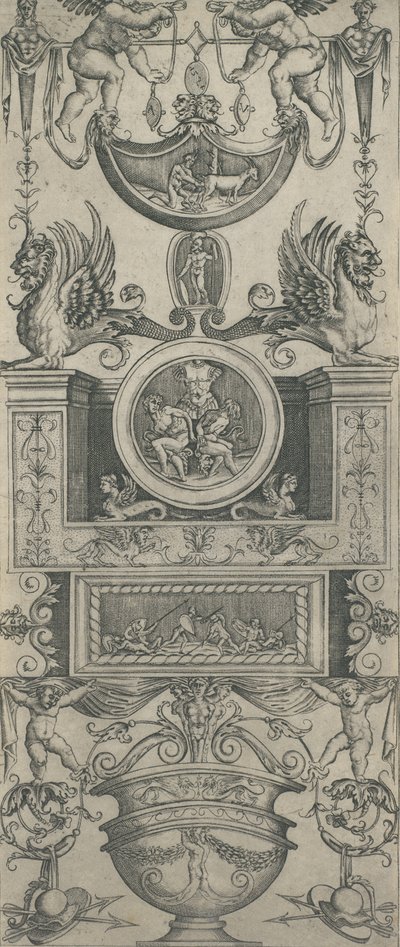 Panel ozdobny, datowany na 1521 rok. autorstwa Agostino Veneziano.