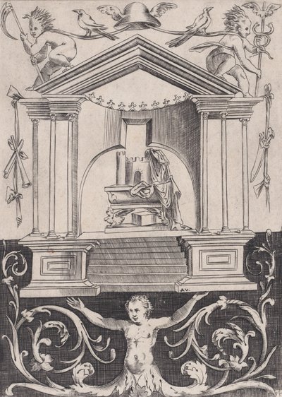 Panel ozdobny, ca. 1514-36. autorstwa Agostino Veneziano