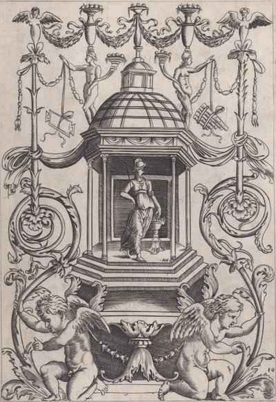 Panel ozdobny, ca. 1514-36. autorstwa Agostino Veneziano