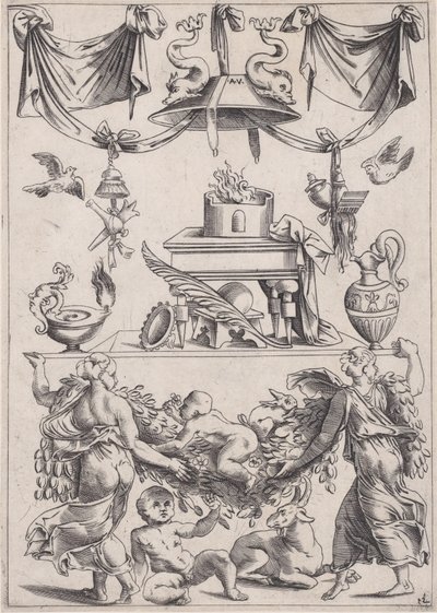 Panel ozdobny, ca. 1514-36. autorstwa Agostino Veneziano