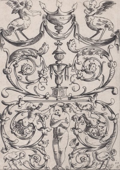 Panel ozdobny, ca. 1514-36. autorstwa Agostino Veneziano