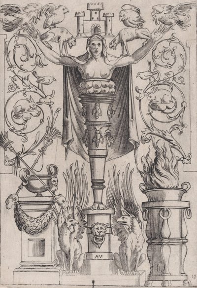 Panel ozdobny, ca. 1514-36. autorstwa Agostino Veneziano