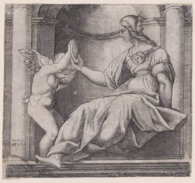 Roztropność, dat. 1516. autorstwa Agostino Veneziano