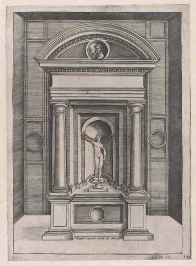 Lustro rzymskiej świetności: Ołtarz Jowisza w najstarszej świątyni na C..., ca. 1514-36. autorstwa Agostino Veneziano.