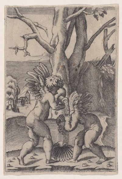 Dwóch amorków, ca. 1519. autorstwa Agostino Veneziano