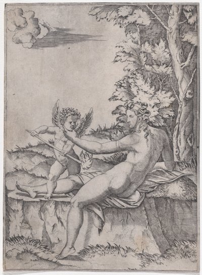 Wenus i Eros, ca. 1514-36. autorstwa Agostino Veneziano