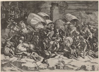Bitwa z Kordelasem autorstwa Agostino dei Musi, after Giulio Romano
