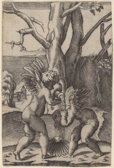 Dwie miłości autorstwa Agostino dei Musi after Raphael