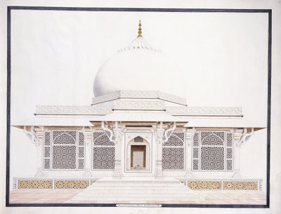 Grobowiec z białego marmuru Seliem Chistie, ok. 1930 r. 1815 (ołówek, długopis i atrament, w/c) autorstwa Agra School