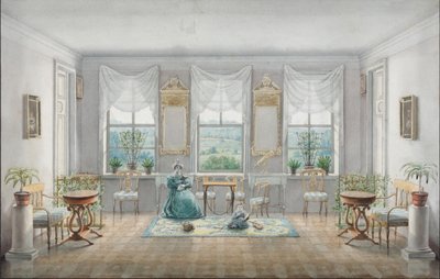 Salonik w dworku Górki, 1831 autorstwa Agrafena Dmitrievna Blagovo
