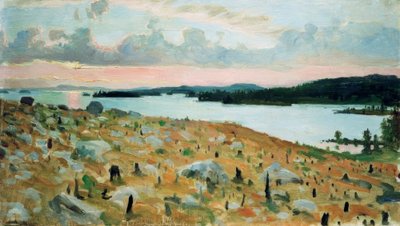 Wylesiony las nad brzegiem jeziora Kallavesi autorstwa Akseli Valdemar Gallen Kallela