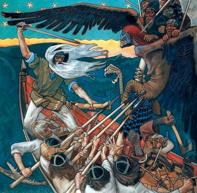 Obrona Sampo, 1896 (tempera na płótnie) autorstwa Akseli Valdemar Gallen Kallela