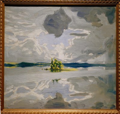 Chmury nad jeziorem autorstwa Akseli Valdemar Gallen Kallela