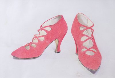 Różowe Buty, 1997 (kolorowa kredka na papierze) autorstwa Alan Byrne