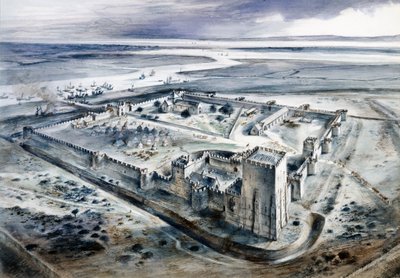 Zamek Portchester, XV wiek, ok. 1960 autorstwa Alan Ernest Sorrell
