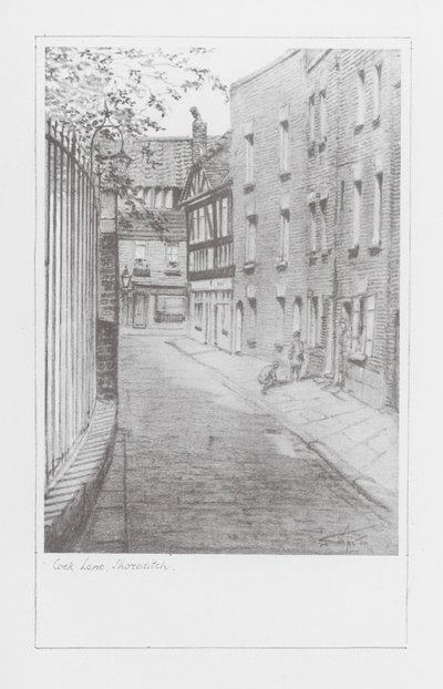 London Lanes: Cock Lane, Shoreditch (litografia) autorstwa Alan Stapleton
