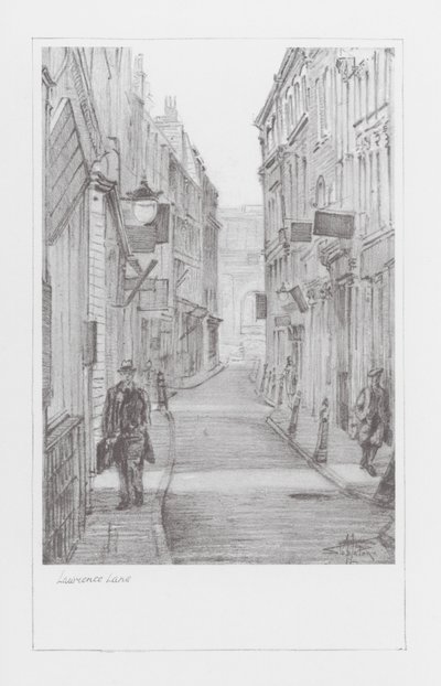 London Lanes: Lawrence Lane (litografia) autorstwa Alan Stapleton
