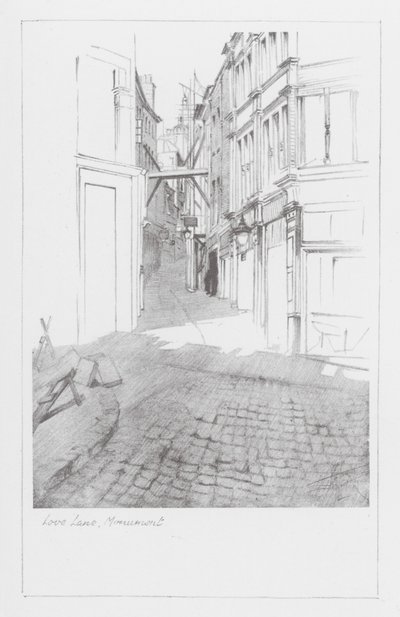 London Lanes: Love Lane, Monument (litografia) autorstwa Alan Stapleton