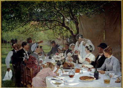 Posiłek weselny w Yport Obraz Alberta Fourie (1854-1937) 1886 nd. 3,89x2,53 m Rouen, musee des Beaux Arts autorstwa Albert Auguste Fourie