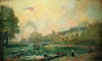 Wzdłuż Sekwany (olej na płótnie) autorstwa Albert Charles Lebourg