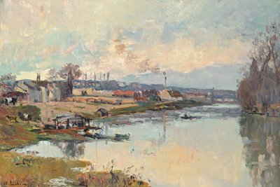 Sekwana w Port Marly (olej na płótnie) autorstwa Albert Charles Lebourg