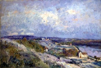 Wzgórza w Herblay na wiosnę (olej na płótnie) autorstwa Albert Charles Lebourg