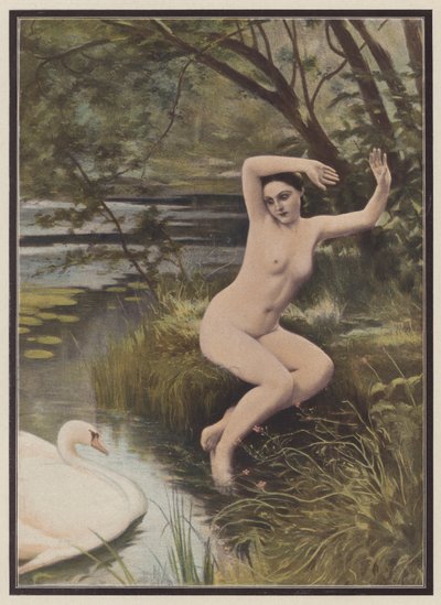 Leda, spartańska księżniczka z mitologii greckiej (kolor lito) autorstwa Albert (after) Aublet