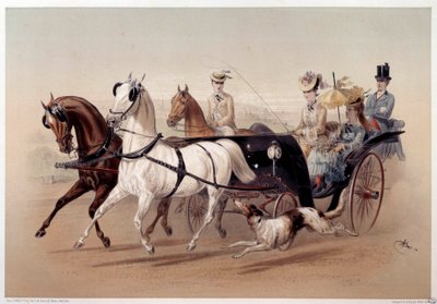 Samochód Wiktorii i konie Tarbes Rycina Alberta Adama (1833-?) XIX-wieczny Paryż, Musee Carnavalet autorstwa Albert Adam