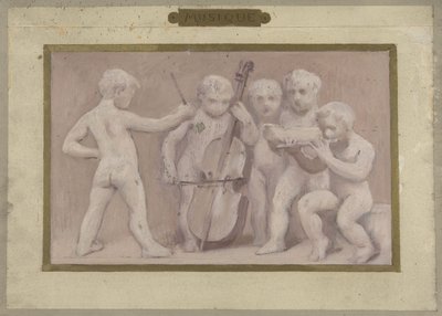 Szkic do Salle des Fêtes w Hôtel de Ville de Paris: Muzyka, między 1889 a 1895 (olej na ołówku, papier) autorstwa Albert Aublet