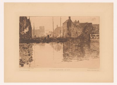 Widok na port we Flandrii En ville Flamande, le soir (tytuł na obiekcie) autorstwa Albert Baertsoen