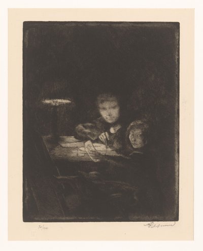 Dzieci rysujące o zmierzchu autorstwa Albert Besnard (signed by artist)