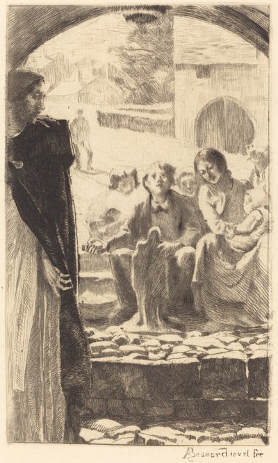 Pierre kopiuje Dziewicę z portalu kościoła Marly autorstwa Albert Besnard