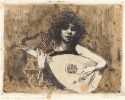 Gracz na lutni autorstwa Albert Besnard