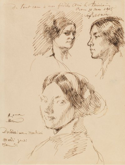 Trzy portrety głowy kobiety autorstwa Albert Besnard