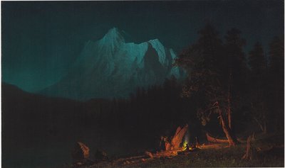 Górzysty krajobraz przy świetle księżyca autorstwa Albert Bierstadt