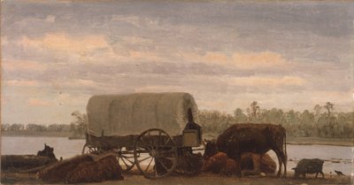 Nooning on the Platte, ok. 1859 (olej na papierze na płótnie) autorstwa Albert Bierstadt