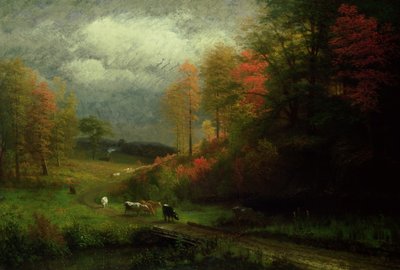 Deszczowy dzień jesieni, Massachusetts, 1857 autorstwa Albert Bierstadt