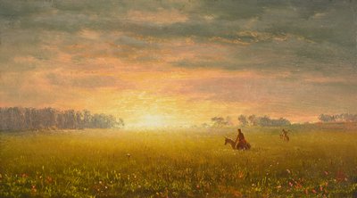 Zachód słońca na preriach, ok. 1861 (olej na papierze) autorstwa Albert Bierstadt