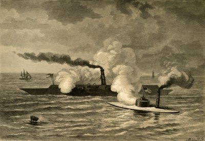 Atak Monitora na Merrimack, 1878. autorstwa Albert Bobbett