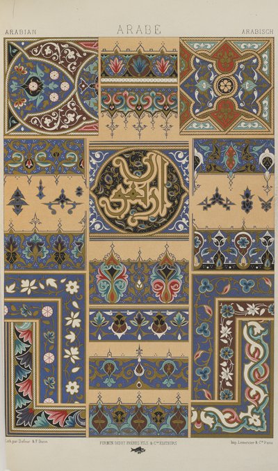 Arabian, płyta 28 z „Ozdoba polichromatyczna: sto talerzy w złocie, srebrze i kolorach” autorstwa Albert Charles August Racinet