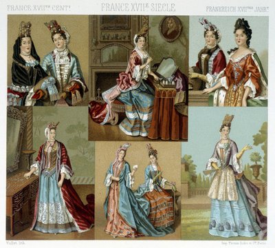 Moda i fryzjerstwo we Francji w XVIII wieku - w „Le costume historique” Racineta, koniec XIX wieku autorstwa Albert Charles August Racinet