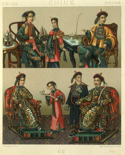Ilustracja cesarskiej rodziny Chin; Chiny autorstwa Albert Charles August Racinet