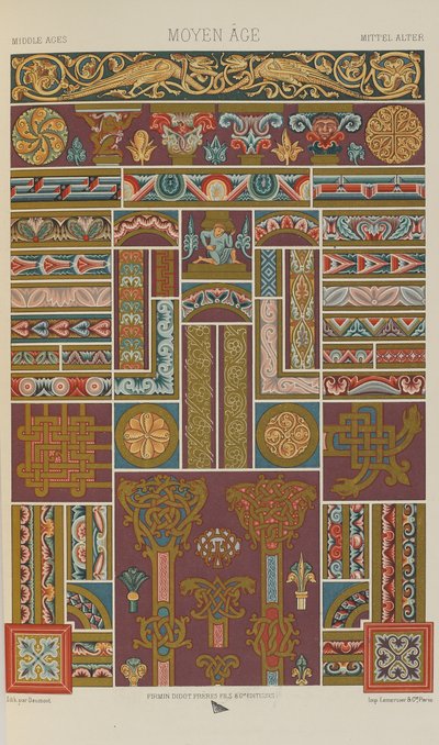 Średniowiecze, płyta 40 z Ornament polichromatyczny: Sto płyt w złocie, srebrze i kolorach, 1873 autorstwa Albert Charles August Racinet